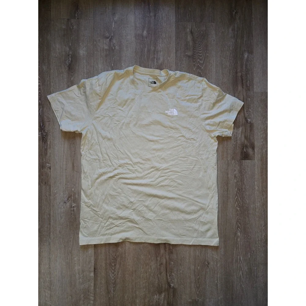 The North Face Mens XL Circular Design Box Logo Graphic T-Shirt Tan Khaki